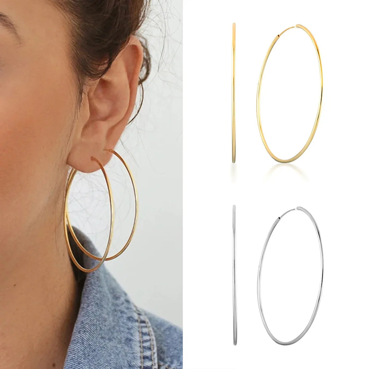 S925 Silver Needle Simple Large Circle Geometric Copper Earrings Wholesale