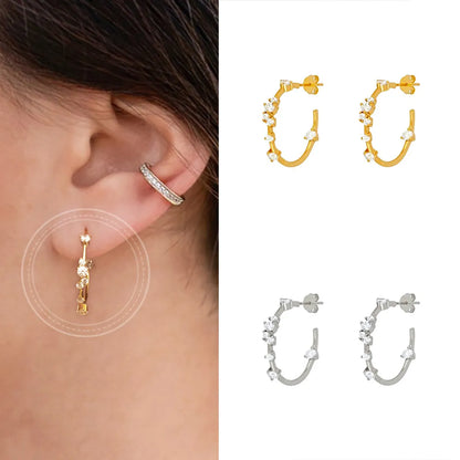 S925 Silver Needle Simple Retro C-shaped Copper Earrings