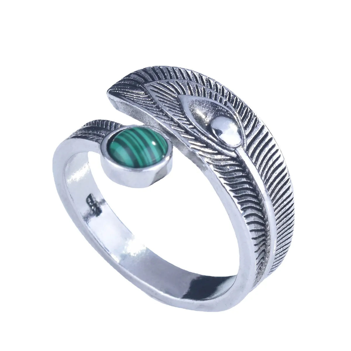 S925 Silver Retro Malachite Ring Female Model Opening Silver Jewelry Wholesale