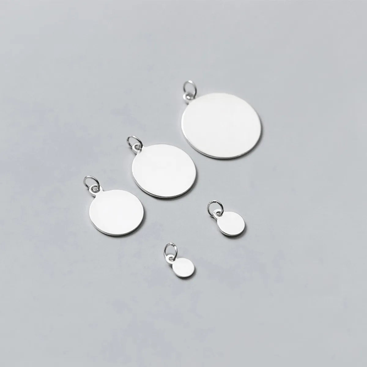 S925 Silver Simple Geometric Glossy Round Bracelet Pendant Handmade DIY Jewelry Accessories S0881