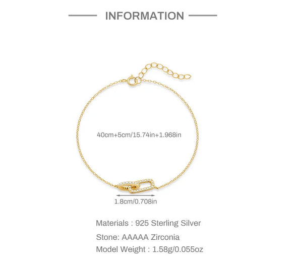 S925 Sterling  Double Buckle Single Row Diamond-Studded Necklace Bracelet Jewelry Suit   All-Matching Graceful Accessories