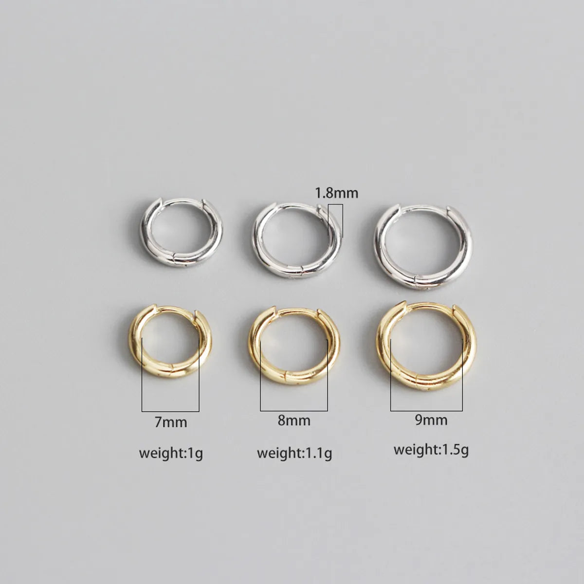 S925 Sterling Silver Circle Glossy Stacking Earrings Wholesale Nihaojewelry