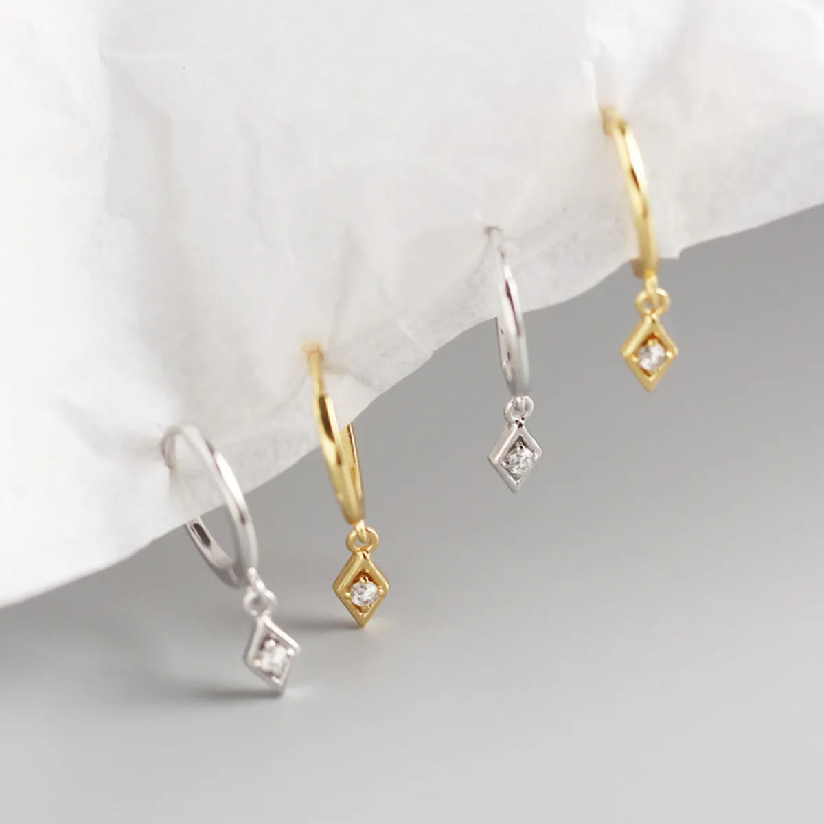 S925 Sterling Silver Geometric Diamond Earrings Wholesale Gooddiy