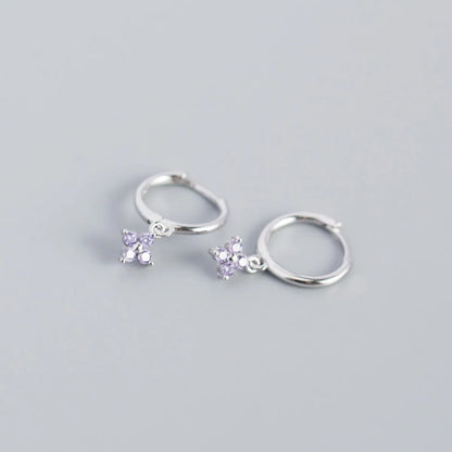 S925 Sterling Silver Geometric Diamond Flower Earrings Wholesale Nihaojewelry