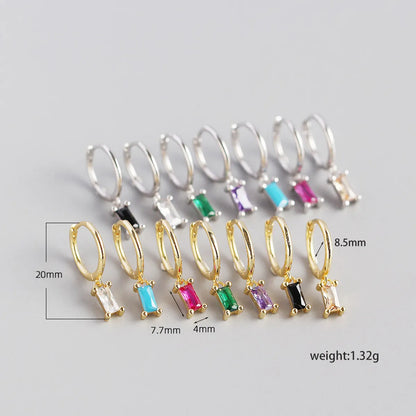 S925 Sterling Silver Geometric Rectangular Zircon Earrings Wholesale Gooddiy