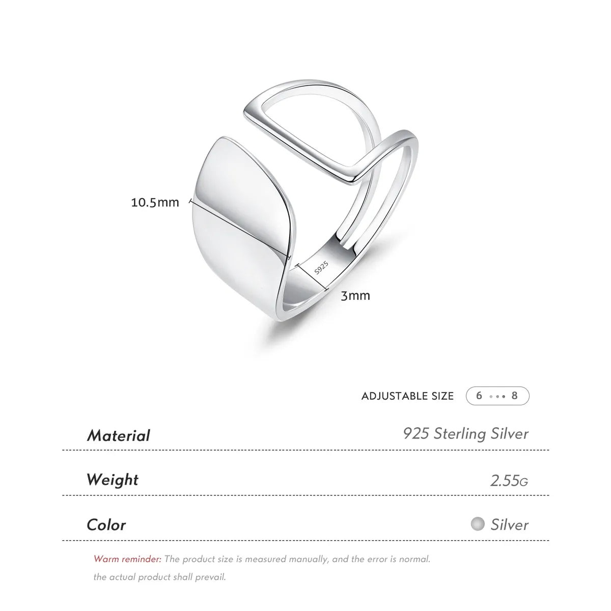 Ig Style Modern Style Simple Style Irregular Sterling Silver Rhodium Plated Open Rings In Bulk