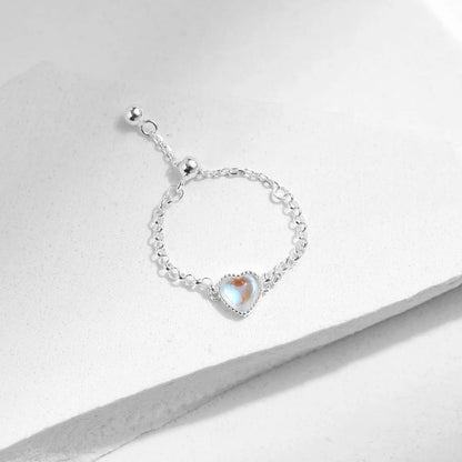 Ig Style Elegant Simple Style Heart Shape Sterling Silver Silver Plated Moonstone Rings In Bulk