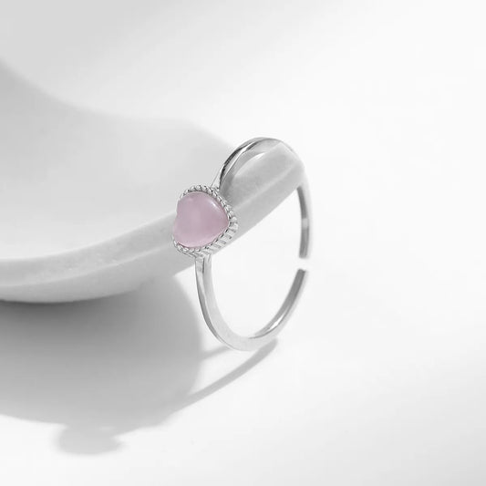 Ig Style Sweet Heart Shape Sterling Silver Rhodium Plated Opal Open Rings In Bulk