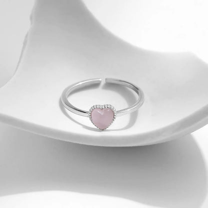 Ig Style Sweet Heart Shape Sterling Silver Rhodium Plated Opal Open Rings In Bulk