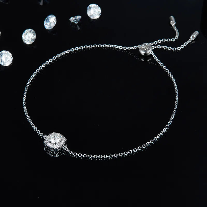 S925 Sterling Silver Rhodium Plated Inlay Round Lab-Grown Diamonds Bracelets Earrings Necklace