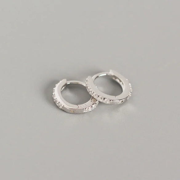 S925 Sterling Silver Round Micro-Inlaid Zircon Earrings Wholesale Nihaojewelry