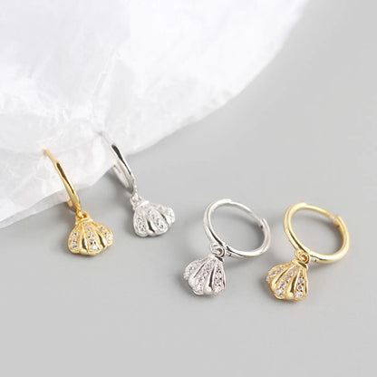 Fashion Shell Plating Inlaid Shell Gem Earrings