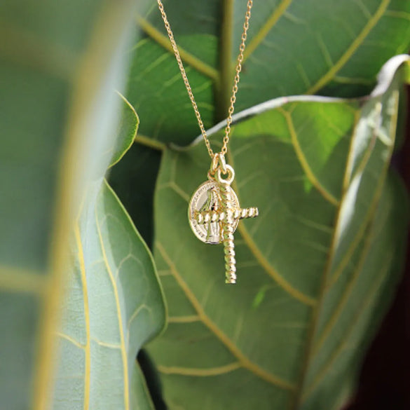 Sterling Silver 18K Gold Plated Simple Style Portrait Cross Plating Pendant Necklace