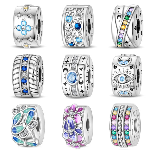 Safety Buckle Hanging Beads Diy Jewelry Accessories Bracelet Silver Plated Dripping Oil Design