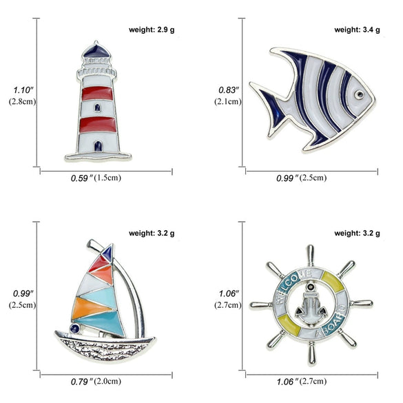 Sailing Brooch Alloy Jewelry Retro Temperament Electroplated Unisex Badge Pin For Suit Sweater Cardigan