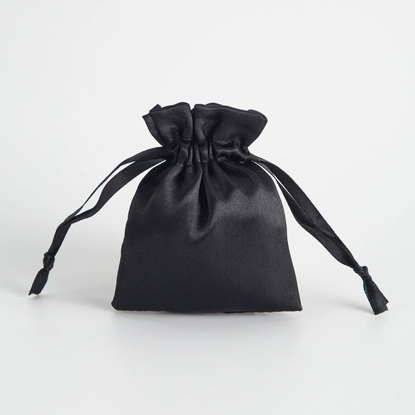 Satin Cloth Drawstring Bag For Jewelry Storage With Silk Screen Printing