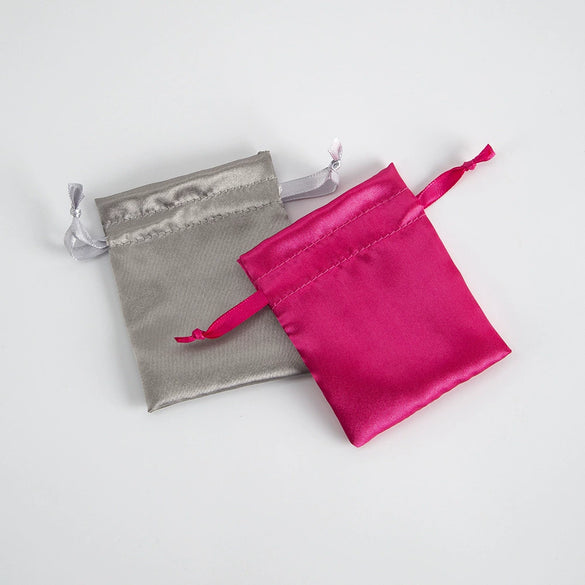 Satin Cloth Drawstring Bag For Jewelry Storage With Silk Screen Printing