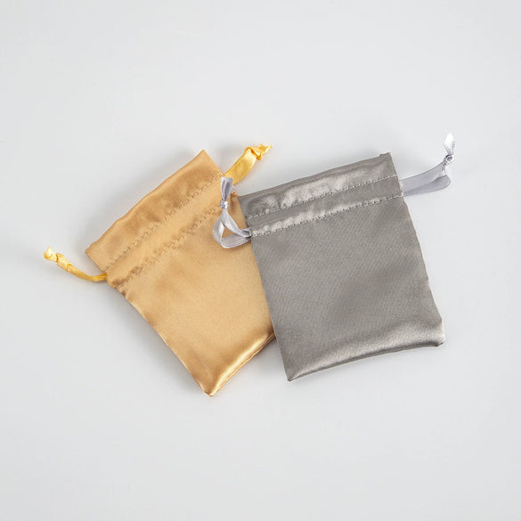 Satin Cloth Drawstring Bag For Jewelry Storage With Silk Screen Printing