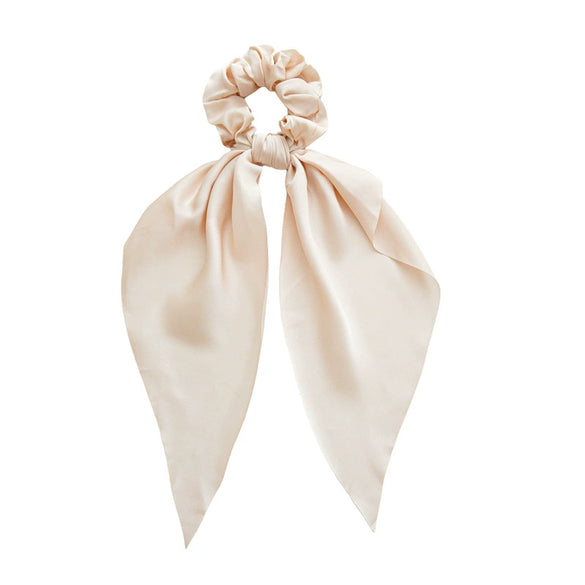 Satin Fabric Hair Ring And Square Scarf Handmade Solid Color High Elasticity