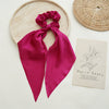 Satin Fabric Hair Ring And Square Scarf Handmade Solid Color High Elasticity