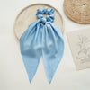 Satin Fabric Hair Ring And Square Scarf Handmade Solid Color High Elasticity