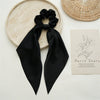 Satin Fabric Hair Ring And Square Scarf Handmade Solid Color High Elasticity