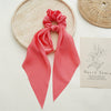 Satin Fabric Hair Ring And Square Scarf Handmade Solid Color High Elasticity