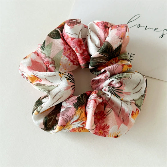 Satin Fabric Handmade Floral Women's Hair Ring With Printing And Dyeing