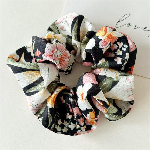 Satin Fabric Handmade Floral Women's Hair Ring With Printing And Dyeing