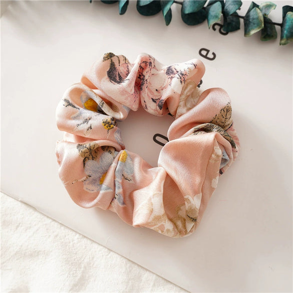 Satin Flower Large Intestine Hair Band Headdress Elastic Rubber Band Female Hair Rope Jewelry Seiko