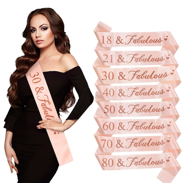 Satin Shoulder Ribbon Belt For Girl Party Decoration With Printing Rose Gold Fashion Style