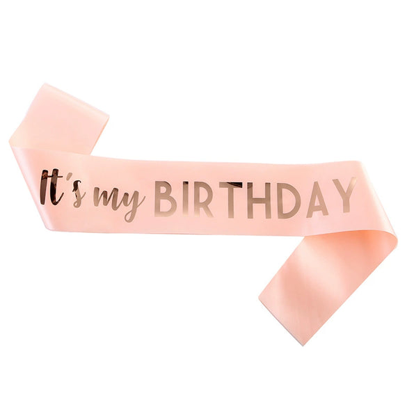 Satin Shoulder Straps Etiquette Ribbon For Birthday Party With Hot Stamping