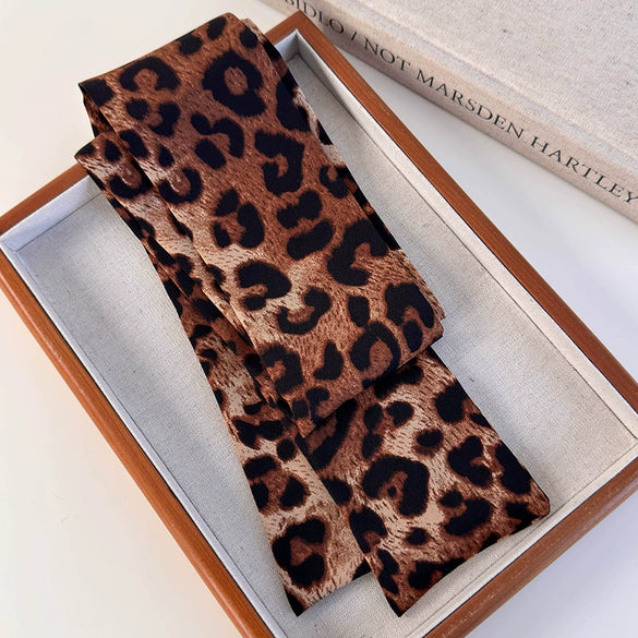 Scarf Hair Belt Satin Leopard Print Geometric Retro Fashionable