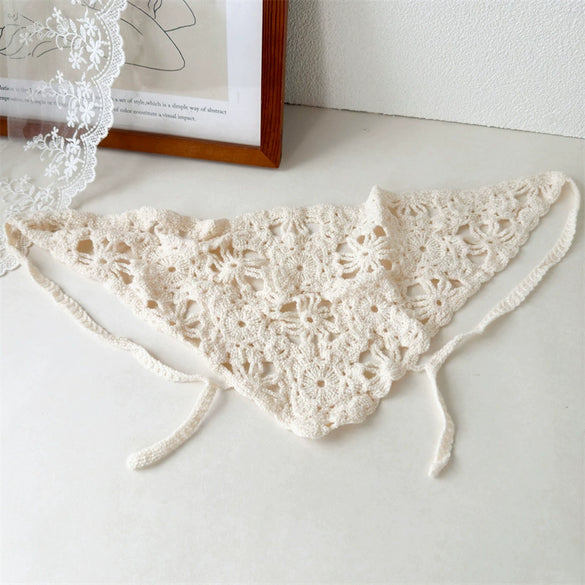 Scarf Turban Headwear Hollow Knitted Geometric Flower For Girls