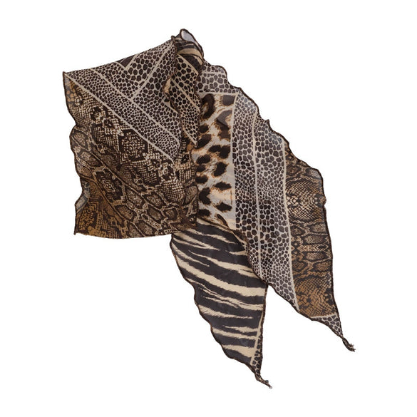 Scarf Vintage Style Leopard Print Wave Dot Polyester Chiffon Print