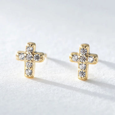 Screw Cap Cross Earrings Diamond Earrings