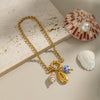 Seaside Ocean Style Conch Crab Claw Ceramic Glaze Handmade Stainless Steel Chain Bracelet With Electroplating For Women
