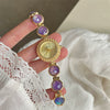 Secondhand Luxury Highend Colorful Women's Metal Bracelet Quartz Watch With Cat's Eye Chain And Round Dial