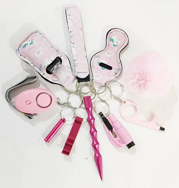 Selfdefense Keychain Hand Sanitizer Bottle And Lipstick Set Alloy Minimalist Key Pendant