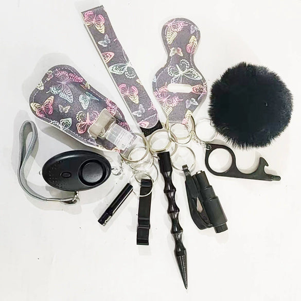 Selfdefense Keychain Hand Sanitizer Bottle And Lipstick Set Alloy Minimalist Key Pendant