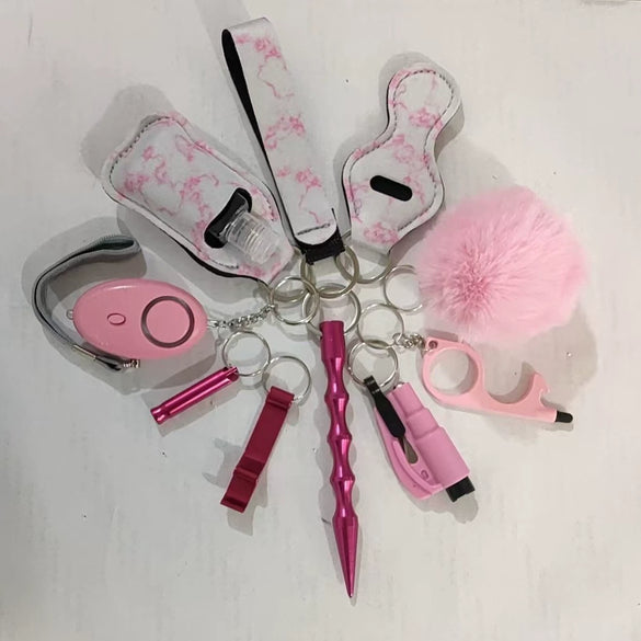 Selfdefense Keychain Hand Sanitizer Bottle And Lipstick Set Alloy Minimalist Key Pendant