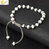 Semi Precious Stone Geometric Beaded Woven Bracelet Polished Unisex Personality Jewelry