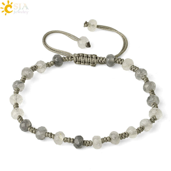 Semi Precious Stone Geometric Beaded Woven Bracelet Polished Unisex Personality Jewelry