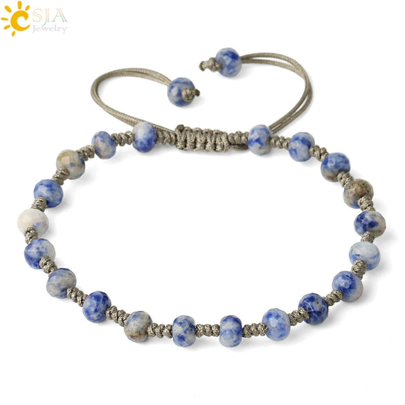 Semi Precious Stone Geometric Beaded Woven Bracelet Polished Unisex Personality Jewelry