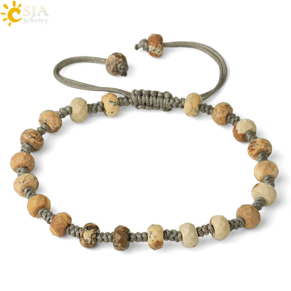 Semi Precious Stone Geometric Beaded Woven Bracelet Polished Unisex Personality Jewelry