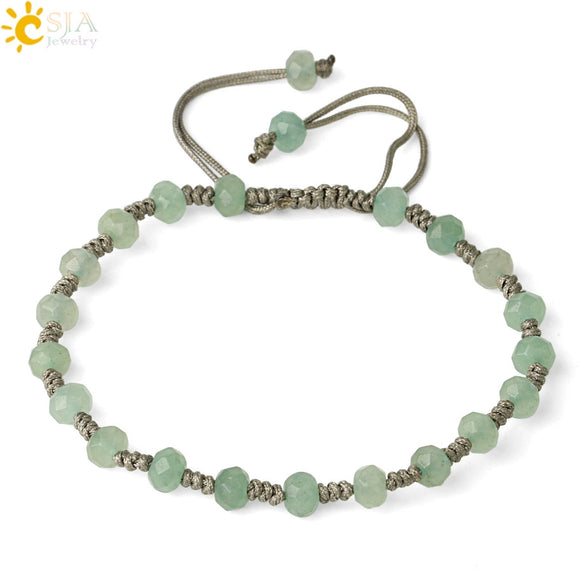 Semi Precious Stone Geometric Beaded Woven Bracelet Polished Unisex Personality Jewelry