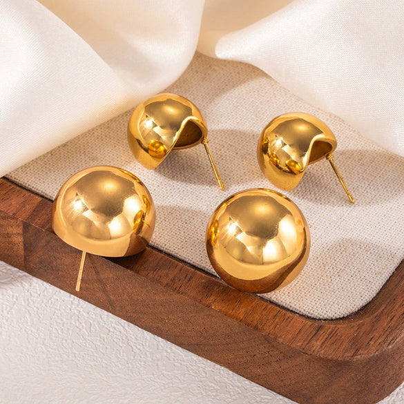 Semicircular Geometric Titanium Steel Women's Earrings With Electroplating And Personality Style