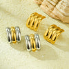 Semicircular Stainless Steel And 18K Gold Geometric Style Electroplated Women's Earrings And Ring