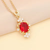 Semiprecious Stone Full Diamond Dropshaped Women's Simple Metal Necklace With Box Chain