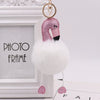 Sequined Flamingo Plush Keychain Glitter Pu Leather Imitation Rex Rabbit Fur Ball Bag Pendant